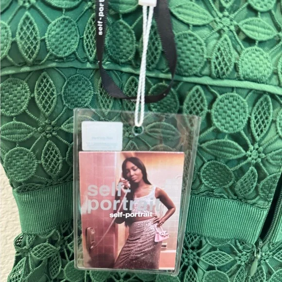 Self-Portrait MIDI Green Lace Petal Dress - Picture 5 of 8